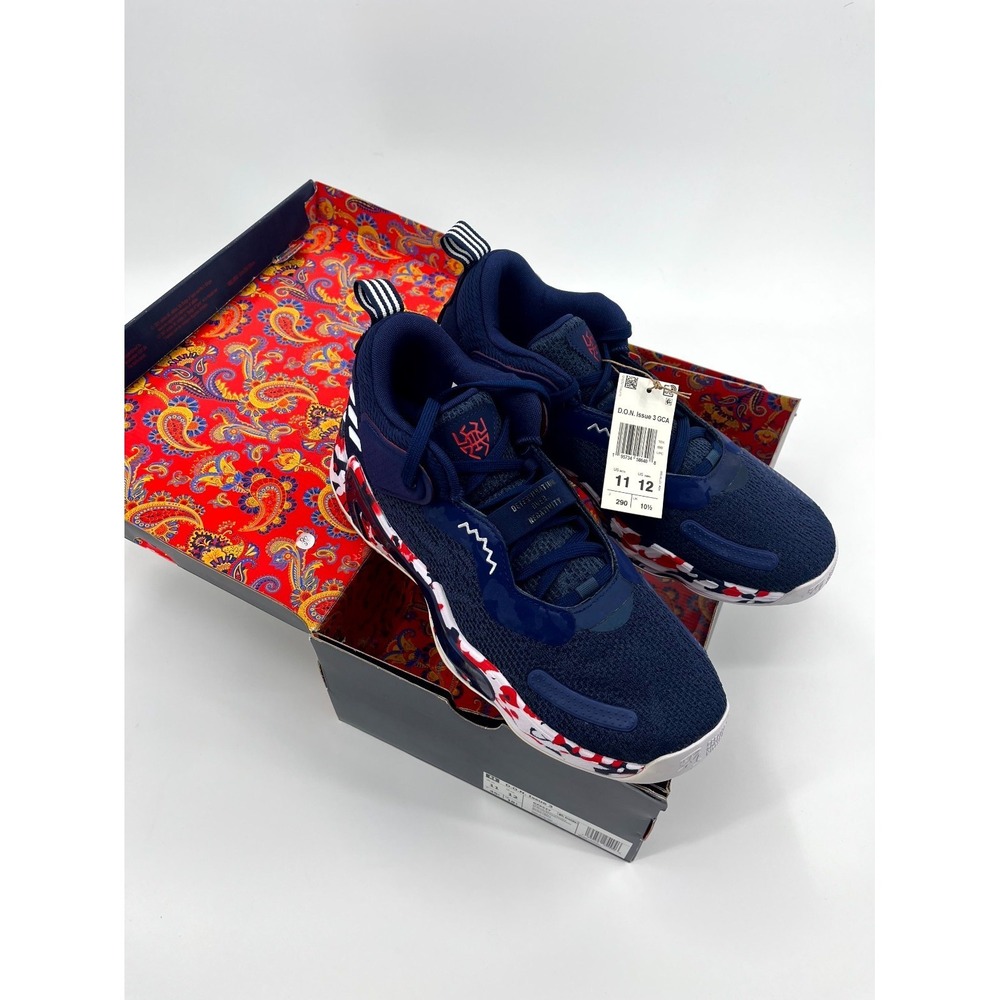 NWT Adidas DON Issue 3 GZ5527 Bel Air Men Sneakers 11/12 Navy Paisley Basketball